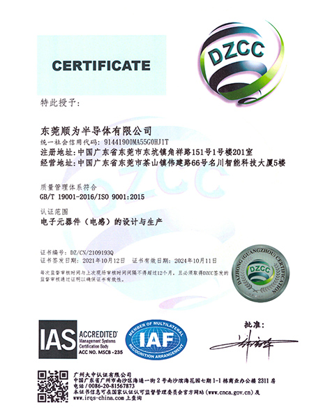 ISO  9001证书（中文版）